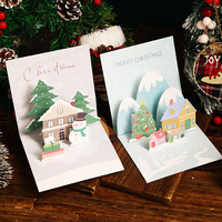 Kartu Hadiah Natal Pop Up Santa Claus Pohon Natal Kartu Ucapan Kartu Natal 3D dengan Amplop