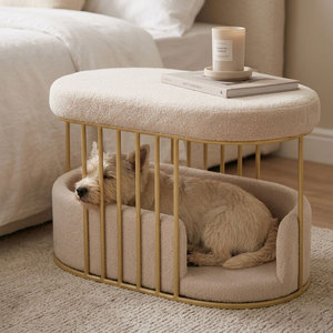 Cama para Mascotas de Doble Uso con Peluche Sintético, Cabina para Gatos con Varillas de Acero Resistentes, Cojín Acogedor para Dormir - Product Image 1