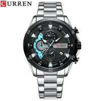 Personnalisez votre propre logo CURREN 8402 Montres à quartz pour hommes Bleu Reloj Nouvelle mode Luxe Bracelet en acier inoxydable Montre-bracelet pour hommes