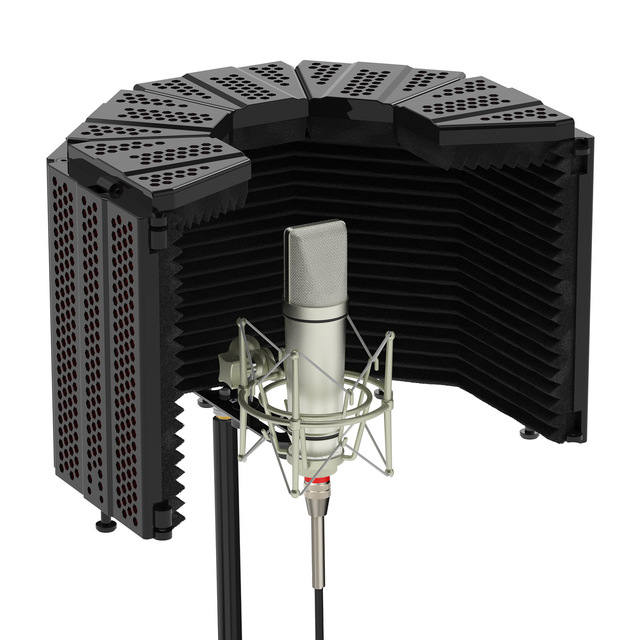5-Panel Foldable Studio Microphone Isolation Shield | Soundproof Windproof Filter for Recording & Podcasting