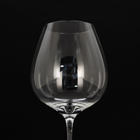 À la main de luxe personnalisé logo blanc clair longue tige rouge verres à vin gobelet bourgogne bol tige grande coupe en verre