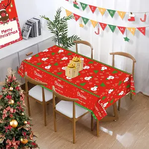 Cubierta de mesa desechable de PE rectangular, con logotipo personalizado y patrones, Festival de Navidad