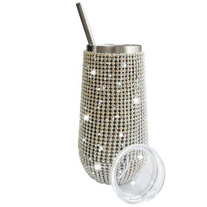 DD2748 Bling Stainless Steel Vacuum Wine Tumbler Rhinestone Straight <b>Cup</b> Coffee <b>Cup</b> Diamond <b>Insulated</b> Glitter Water Bottle 16 - Product Image 5