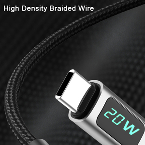 Câbles de données Moniteur numérique Affichage LED Câble de chargeur de téléphone <span class=keywords><strong>14</strong></span> 15 <span class=keywords><strong>Pro</strong></span> Câble de type C PD Charge rapide pour <span class=keywords><strong>Iphone</strong></span> 12 13 OEM 20W Nylon - Product Image 5