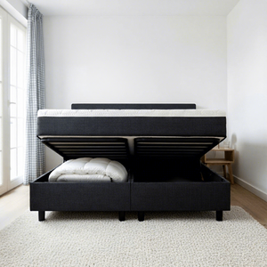 Lit Moderne Luxueux Ajustable avec Rangement, Revêtement en Velours/Lin/Chenille, Cadre Chromé, Capitonnage Confortable, Écologique et Durable - Product Image 1