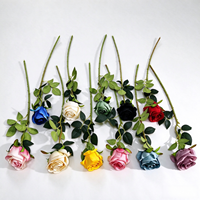 Rose artificielle à tige unique, rose artificielle multicolores, rose en soie à longue tige pour la décoration de mariage et de la maison