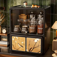 Armoire de rangement pour tasses de style rétro, anti-poussière |   Organisateur de tasses à café pour comptoir, support de rangement et présentoir