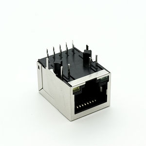 Soulin 10GbE シールド磁気ジャック 10P8C シングルポート メス RJ45 コネクタ 統合トランス グリーン/イエロー LED PCB IP20 - Product Image 1