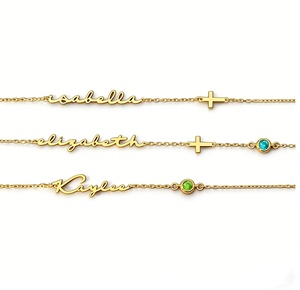 กำไลข้อมือสแตนเลสสตีลแบบปรับได้ สลักชื่อแบบเลเซอร์ ลายเขียนด้วยลายมือ กันน้ำ สำหรับผู้หญิง แฟชั่นเครื่องประดับสั่งทำพิเศษ - Product Image 1