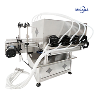 Machine de remplissage automatique de liquides à 4 têtes pour jus, vin, huile comestible, essence, eau minérale en bouteilles de verre