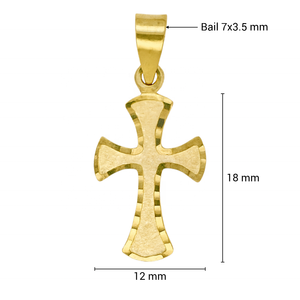 Pendentif Croix Unisexe en Or 14 carats Gravé avec Texture Satinée Bijoux Fins pour Femmes Hommes Filles Cadeau de Foi - Product Image 4