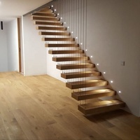 CBMmart Interieur Gerade Holz schwimmende Treppenstufen Kabel gehärtete Glas geländer Treppe