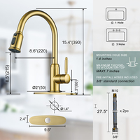 Robinet d'évier de cuisine en acier inoxydable 304 avec pulvérisateur, robinet d'évier utilitaire à arc élevé
