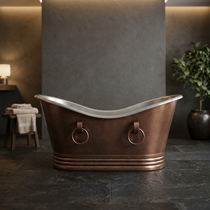 Bañera Independiente de Cobre Antiguo, Estilo Ovalado con Patas de Metal, para Baño de Casa u Hotel - Product Image 1