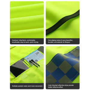 Rompi Keselamatan Pria ANSI Kelas 2 Warna & Logo Kustom Kuning Fluoresen Bernapas Reflektif Pakaian Kerja dengan Layanan Kustom OEM - Product Image 5