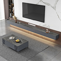 Meuble TV mural flottant, Nouvel ensemble de meuble TV et table basse de luxe léger pour petits salons