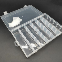 Boîte en plastique PS transparente rectangulaire à 24 compartiments avec fermoir noir, moulée par injection, portable, pour usage industriel, petite boîte de rangement pour perles