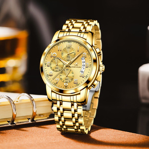 Meilleure <span class=keywords><strong>montre</strong></span> chronographe vintage de haute qualité pour hommes montres étanches en acier inoxydable à chaîne avec logo personnalisé doré pour hommes - Product Image 5