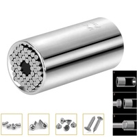 Douille universelle en acier à haute teneur en carbone métrique en pouces chromés Clés à douille universelles 7-19mm Douille + tige d'accouplement