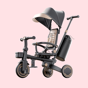 Tricycle bébé avec roues en PU absorbant les chocs, poussette, 9 modes, vélo d'équilibre convertible, trike 105 ° -145 °   Siège <span class=keywords><strong>inclinable</strong></span> pour les tout-petits de 6 mois à 3 ans - Product Image 2
