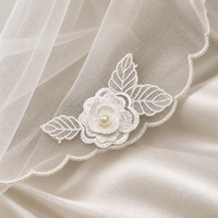Vente en gros d'appliques de fleurs en organza perlées 3D, patch en dentelle brodée blanche pour voile de mariée, robe de mariée et décoration de vêtements