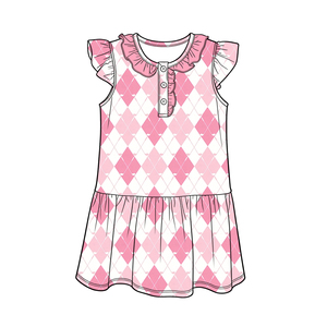 Conjunto de Falda y Blusa sin Mangas para Niña, Diseño Personalizado GSD3926, Estampado a Cuadros Rosa y Negro, Venta al Por Mayor - Product Image 3