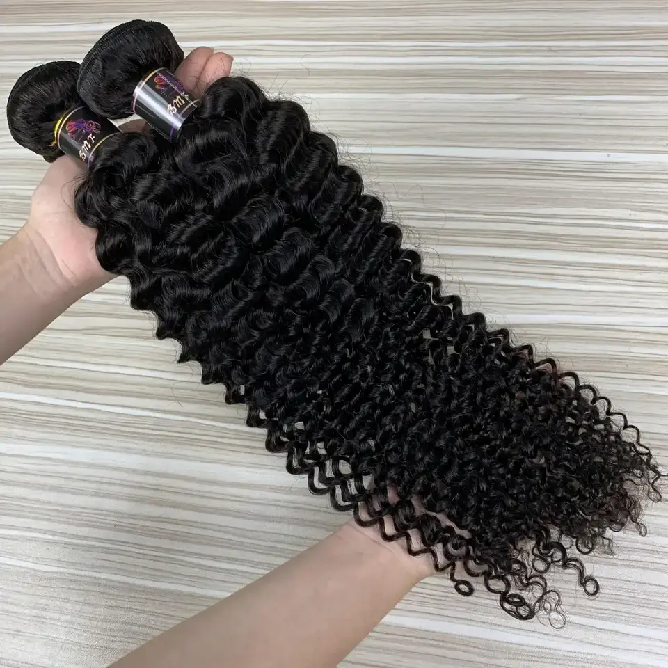Top 100% Natural Unprocessed Brazilian Wholesale Hair Vendor Cuticle Aligned Hair Deep Curly Bundle  Pure Virgin Hair