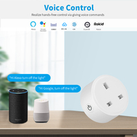 Prise intelligente Zigbee Tuya 16A avec moniteur de consommation d'énergie, multiprise UK, contrôle par application Tuya, compatible avec Alexa et Google Assistant
