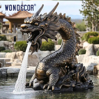 Fontaine d'eau classique en bronze, sculpture de dragon, fontaine d'eau en laiton, statue pour jardin extérieur