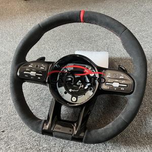 Volant en fibre de carbone entièrement en cuir pour Mercedes Benz <span class=keywords><strong>AMG</strong></span> W204 W205 W211 W203 W212 W176 W213 W124 W177 W221 - Product Image 2