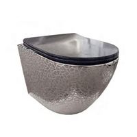 Salle de bain noir avec couleur or marron ensemble d'accessoires de toilette motif en céramique moderne noir toilette suspendue