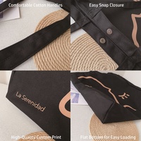 Sac de shopping en toile réutilisable à long manche avec logo personnalisé, sac de boutique pour cosmétiques pour femmes, vertical, lavable, multicolores