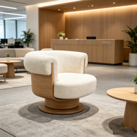 Moderner Drehbarer Akzentstuhl mit Gebogenem Holzrahmen, Gepolsterter Sessel, Drehbare Lounge-Liege für Wohnzimmer, Essbereiche und Hotels
