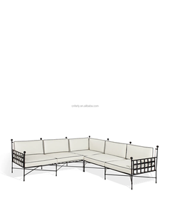 Ensemble sectionnel de canapé en aluminium d'extérieur moderne FERLY en <span class=keywords><strong>bois</strong></span> <span class=keywords><strong>et</strong></span> tissu avec style français pour les repas d'hôtel <span class=keywords><strong>et</strong></span> le patio du jardin - Product Image 4