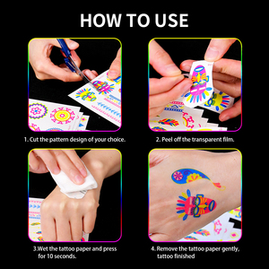 Adesivi per Tatuaggi Temporanei GP Super Luminosi e Riutilizzabili, Fluorescenti UV al Buio, Adesivi per Viso e Corpo in PVC per Decorazioni per Feste - Product Image 3