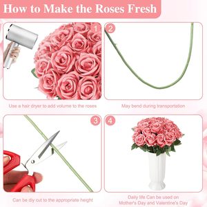 Flores Artificiales al por Mayor, <span class=keywords><strong>Pétalos</strong></span> de Rosa de Seda Artificiales, Rosas de Tallo Largo para el Día de San Valentín, Ramo de Boda, Decoración para Fiestas en Casa - Product Image 5