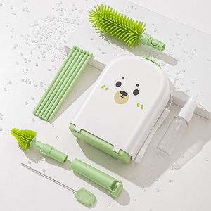 Ensemble de brosses de nettoyage pour biberons portables avec boîte de rangement, brosses en silicone pour les voyages et l'usage quotidien - Product Image 2