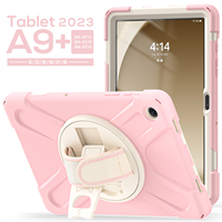 Étui robuste rose pour tablette Samsung Galaxy Tab A9 Plus 11 pouces X210/X216/X218, avec béquille, antichoc, coque en silicone blindée