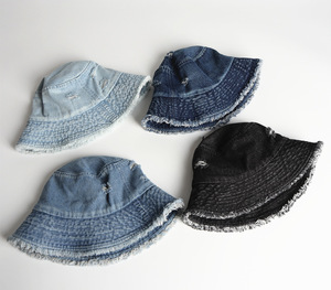 BSCI vente en gros Vintage Denim seau chapeau lavage jean Denim <span class=keywords><strong>Bob</strong></span> chapeau Support personnalisation avec broderie Logo Patch sur chapeau - Product Image 1