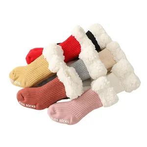 Cartoon floor socks winter wool thickened warm newborn baby boys and girls cute super cute cotton socks