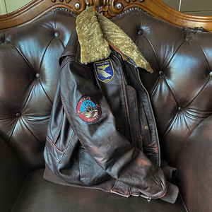 Veste en cuir de pilote G-1 vintage de la Seconde Guerre mondiale pour <span class=keywords><strong>homme</strong></span>, veste <span class=keywords><strong>bomber</strong></span> en cuir de vachette de première qualité, épaisse, avec col en fourrure de mouton véritable - Product Image 3