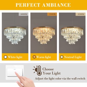 Lustre LED moderne nordique de luxe en cristal, 3 couleurs changeantes, luminaire suspendu pour hall d'hôtel, escalier - Product Image 4
