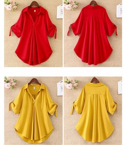 T666 Atacado Blusa Feminina de Chiffon Casual da Moda Quente, Estilo Longo, Tamanhos Grandes, Camisas Brancas Soltas para Mulheres - Product Image 2
