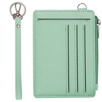 Dompet Kartu Kredit Pendek Tipis Wanita Model Gelang, Bahan Kulit Sintetis Anti RFID, Ritsleting, Lapisan Nilon