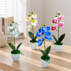 Orchidées Phalaenopsis artificielles avec pot, plantes en pot simulées imprimées en 3D, décorations de bureau à domicile - Product Image 3