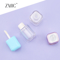 Niedliche Leere Transparente Lipgloss-Tuben Quadratische Plastik-Lippenölflasche mit Blauem oder Roségoldenem Deckel Flüssiger Lippenstift-Behälter mit Stopper für Mädchen