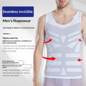 Nuova Canotta Modellante da <span class=keywords><strong>Uomo</strong></span> Senza Cuciture in Nylon Sottile, Contenitiva per Petto e Addome, Abbigliamento Intimo Sportivo - Product Image 2