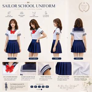 Uniforme scolaire féminin 2026, costume de cosplay sexy pour étudiante, tenue de marin, costume japonais à manches courtes JK, jupes plissées pour filles - Product Image 1