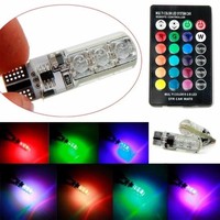 1 Juego de Bombillas LED RGB T10 de Colores con Flash, 2 Unidades, 12SMD 5050 CANbus para Coche con Control Remoto, Luz de Lectura Intermitente, Luz de Posición