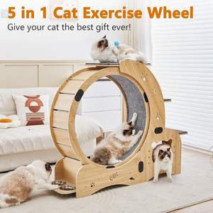 Moderna y Lujosa Estación de Juego 5 en 1 <span class=keywords><strong>para</strong></span> <span class=keywords><strong>Gatos</strong></span>: Rueda de Ejercicio, Escalera, Rascador, Comedero y Juguete - Product Image 3